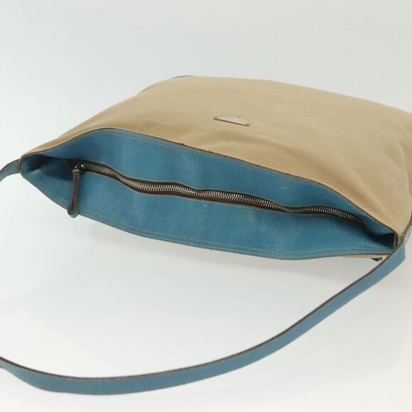 PRADA Shoulder Bag Canvas Beige Silver - Picture 6 of 12